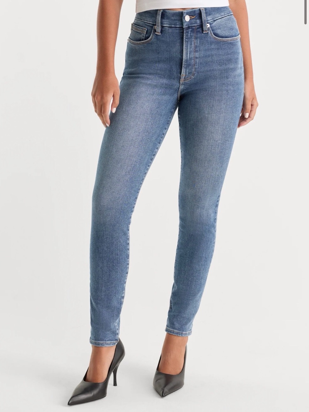 Good American Mid Blue High-Rise Skinny Jeans